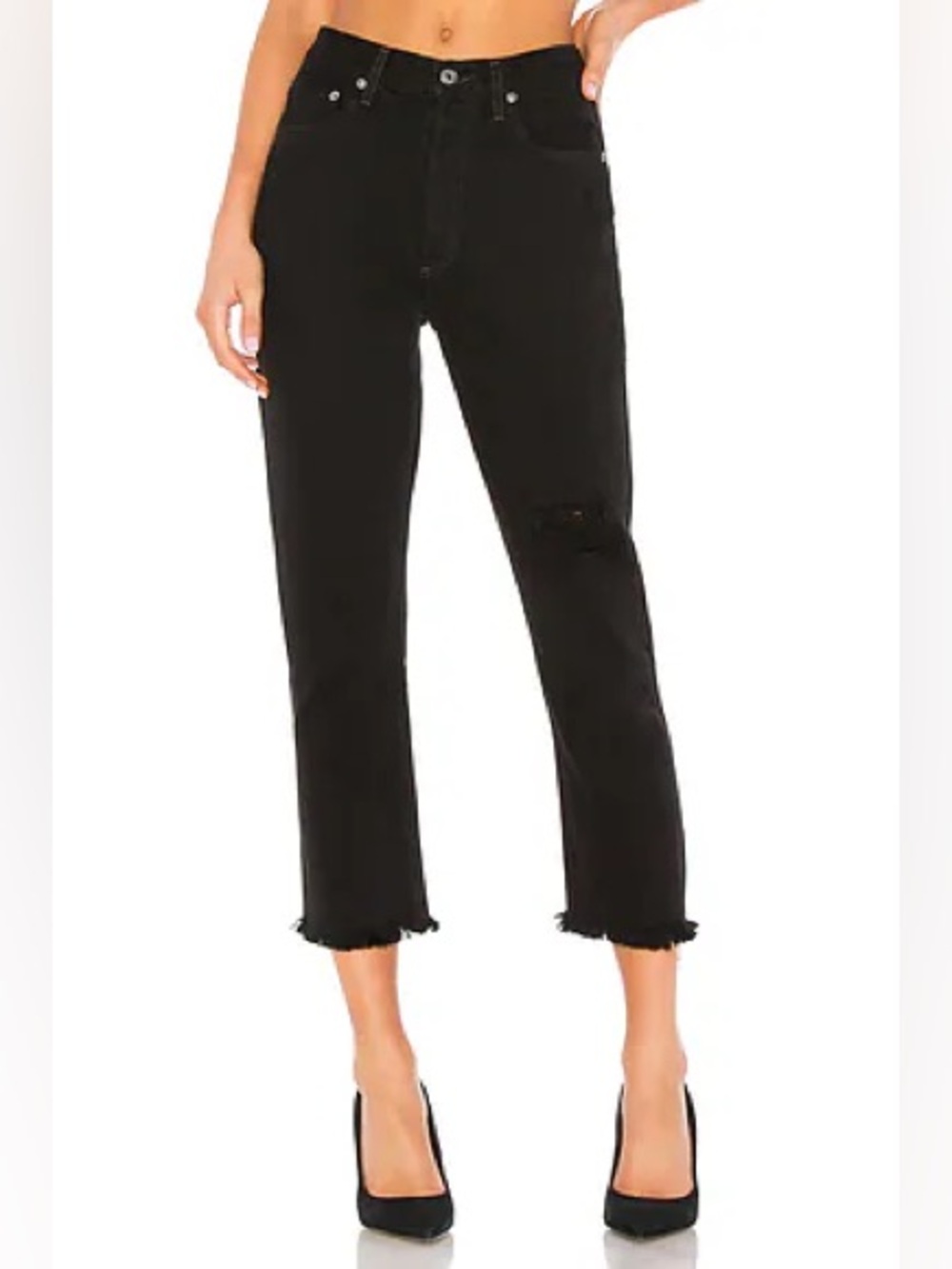 AGOLDE Riley High Rise Straight Crop 100% Cotton Black Jeans Size 24